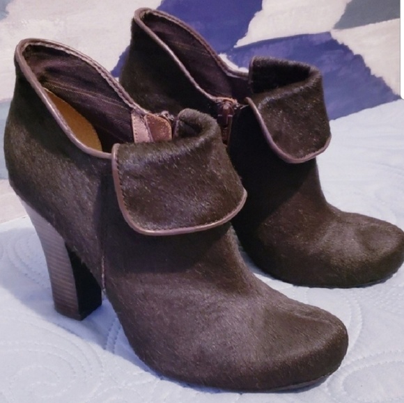 Fossil Calf Hair Ankle Booties